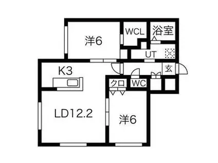 ライズステージ澄川(2LDK/4階)の間取り写真