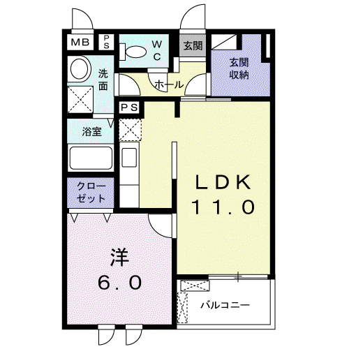 ベル セゾンB(1LDK/3階)の間取り写真
