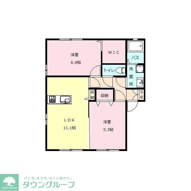 ラ・プレミールB(2LDK/1階)の間取り写真