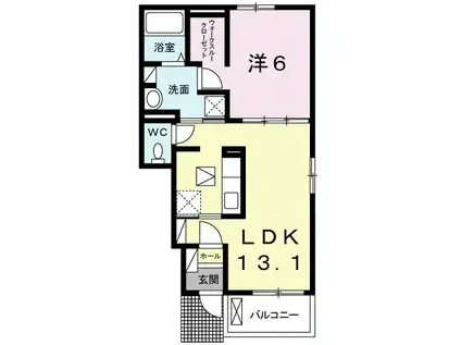 クラール・イーブンベルク B(1LDK/1階)の間取り写真