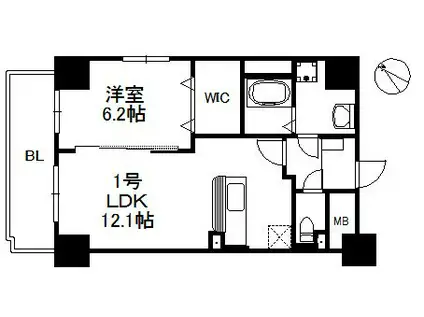 アリエス学研都市(1LDK/8階)の間取り写真