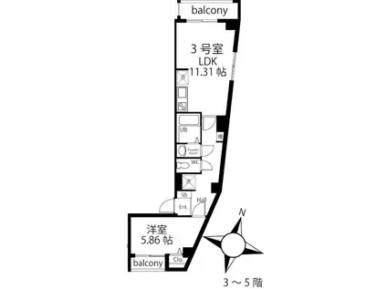 CONCRETECRABHOUSEURBS(1LDK/5階)の間取り写真