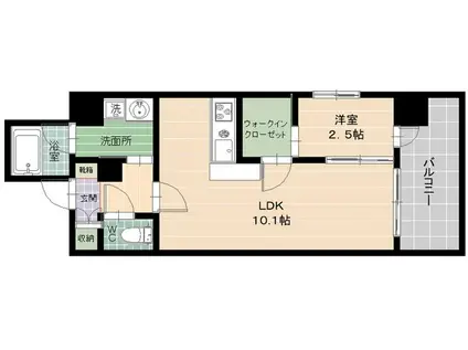 エソラ西新(1LDK/2階)の間取り写真