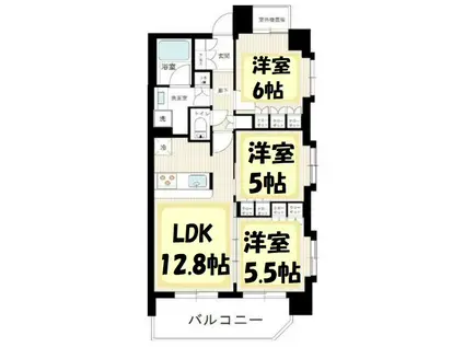 マンション 春日部市粕壁東1丁目(3LDK/5階)の間取り写真