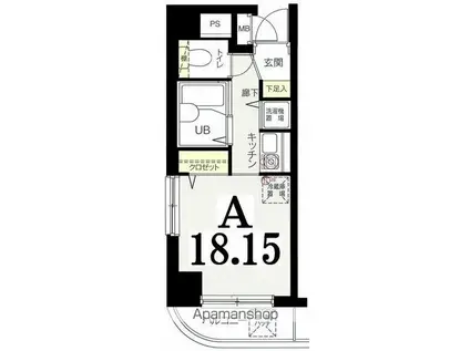 グリフィン横浜・アクティ(ワンルーム/6階)の間取り写真