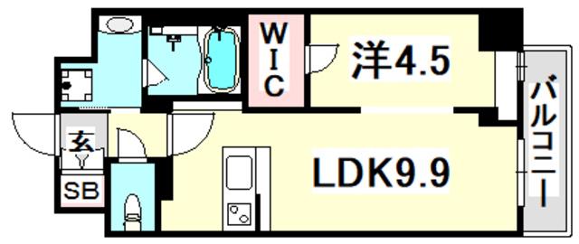 ルガールボニート新神戸(1LDK/7階)の間取り写真