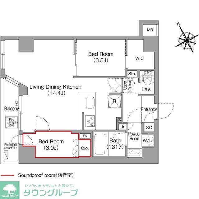コンフォリア・リヴ平井MUTIO(2LDK/3階)の間取り写真