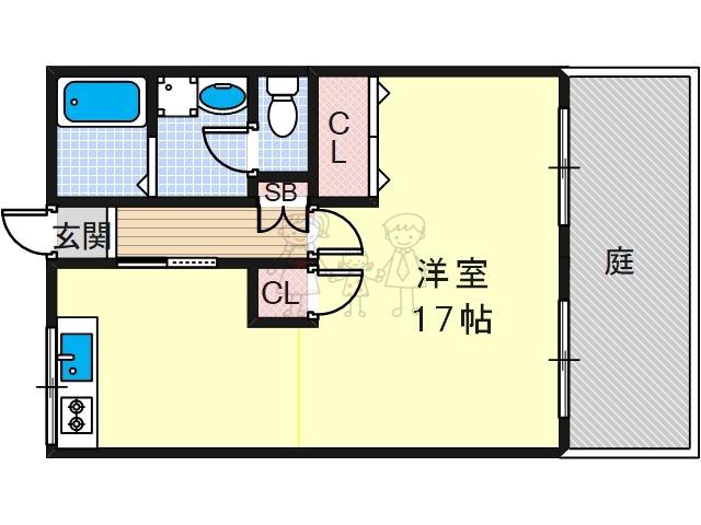 パークサイドマンション(ワンルーム/1階)の間取り写真