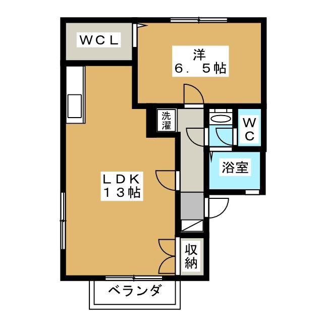クレストファイブA(1LDK/1階)の間取り写真