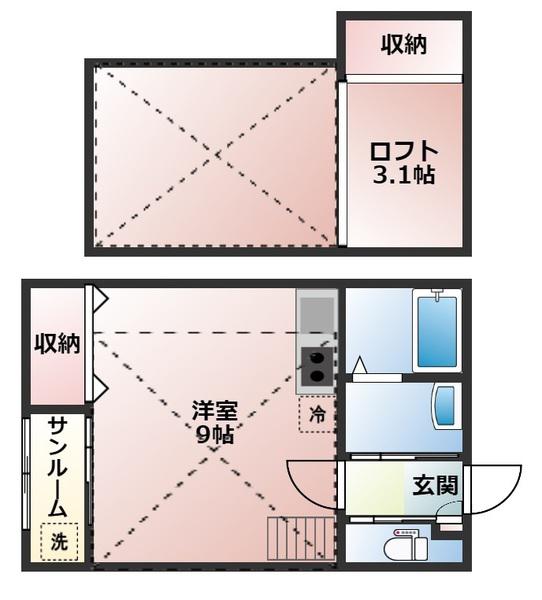 FIRST SQUARE A棟(ワンルーム/2階)の間取り写真