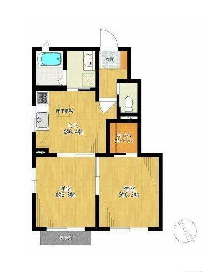 ロジュマン鵠沼(2DK/1階)の間取り写真