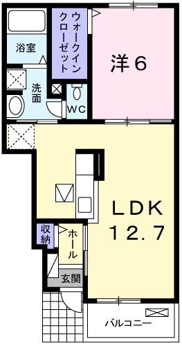 エスペランサ天神II(1LDK/1階)の間取り写真