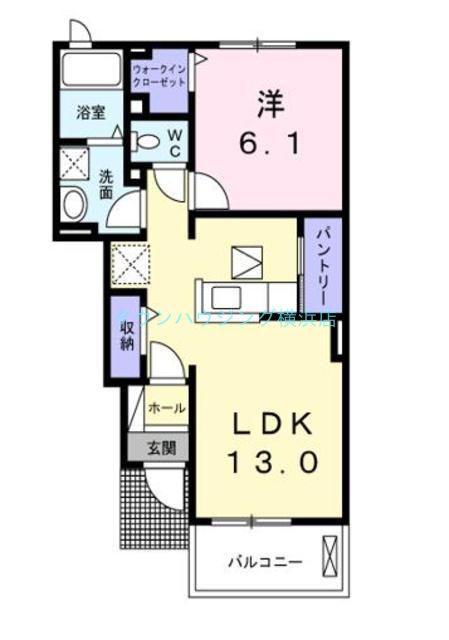 ウィスタリア(1LDK/1階)の間取り写真
