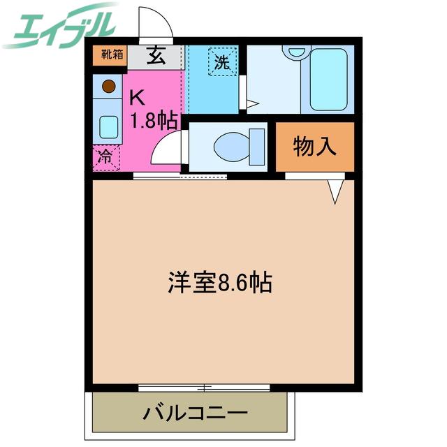 アドミラブール A棟(1K/1階)の間取り写真