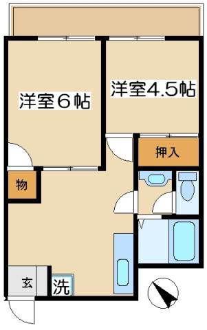 サンセイハイツ(2DK/2階)の間取り写真