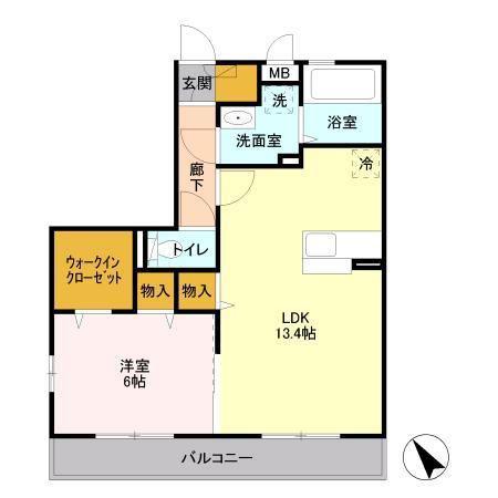 ピエトラ ポンテII(1LDK/2階)の間取り写真