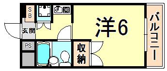 FKマンション(1K/2階)の間取り写真
