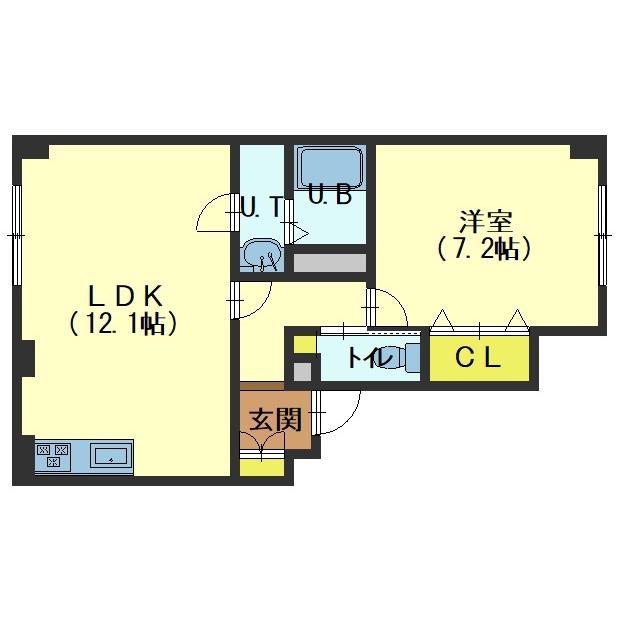 ベターアール北斗(1LDK/2階)の間取り写真