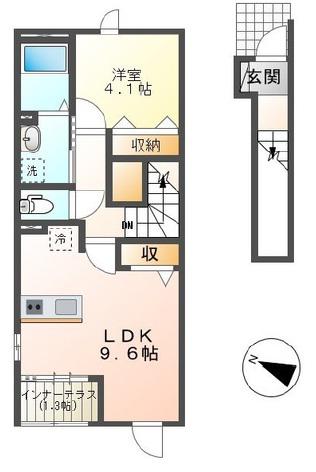 ドリームメゾンII(1LDK/2階)の間取り写真