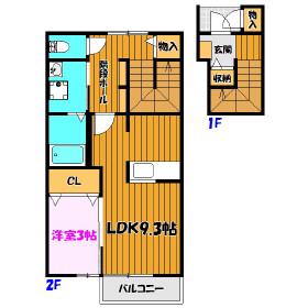 ウィンドワード(1LDK/2階)の間取り写真