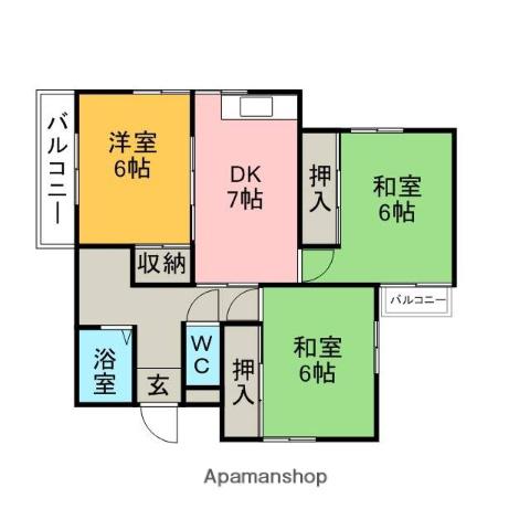 マンション和正(3DK/1階)の間取り写真
