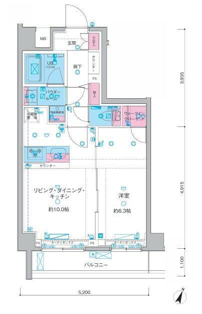 ガリシア西馬込(1LDK/4階)の間取り写真