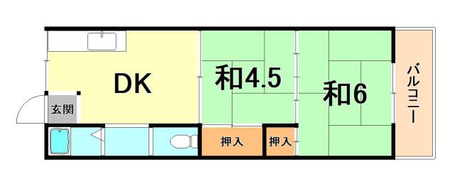 エルパラッツォ本山南(2DK/1階)の間取り写真