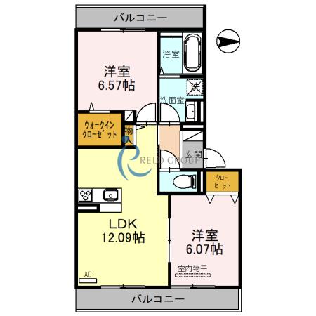 SINFARIA YUZATO C棟(2LDK/2階)の間取り写真