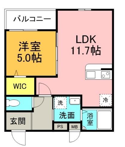 グランメゾンゆずり葉I番館(1LDK/2階)の間取り写真