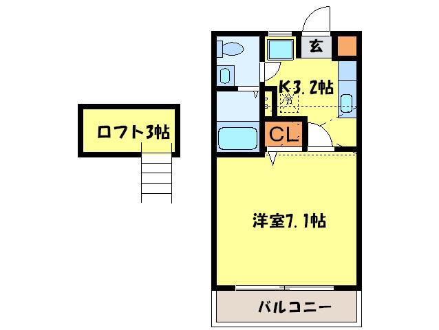 ハウゼ日佐(1K/2階)の間取り写真
