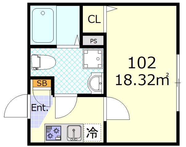 グランドヒル鶴見市場(1K/2階)の間取り写真