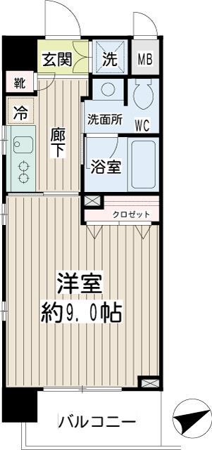 グランイーサ新丸子(1K/4階)の間取り写真