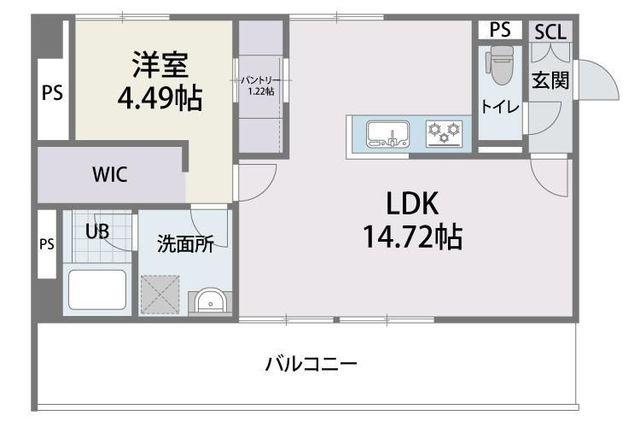 ジラフ福岡西(1LDK/3階)の間取り写真