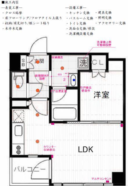 ドゥーエ五反田(1LDK/7階)の間取り写真