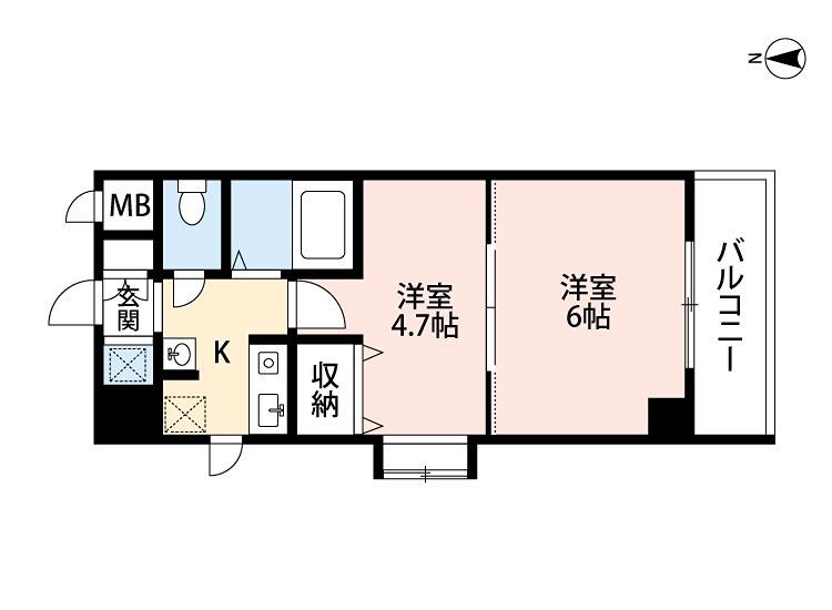 Mプラザ津田駅前十番館(2K/6階)の間取り写真