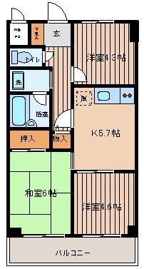ダイアパレス生麦第3(3K/7階)の間取り写真
