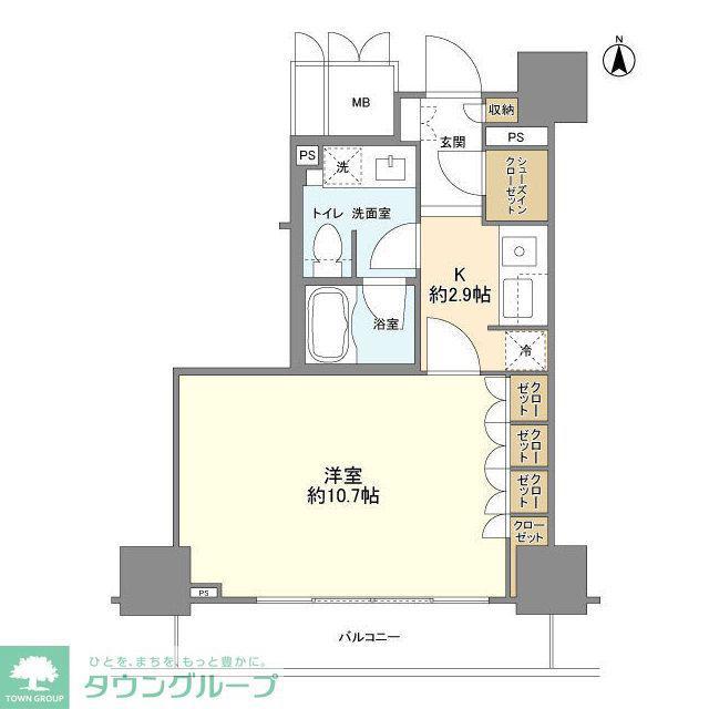 品川タワーフェイス(1K/9階)の間取り写真