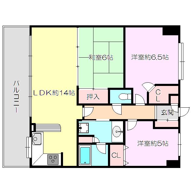 エステムコート新大阪Ⅳパークフロント(3LDK/13階)の間取り写真