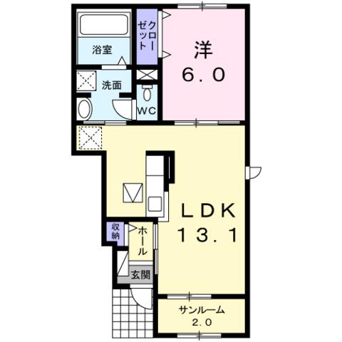 サンリット・オーブ A(1LDK/1階)の間取り写真