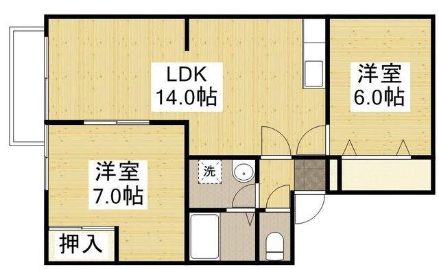 エスポワール曙A・B棟(2LDK/2階)の間取り写真