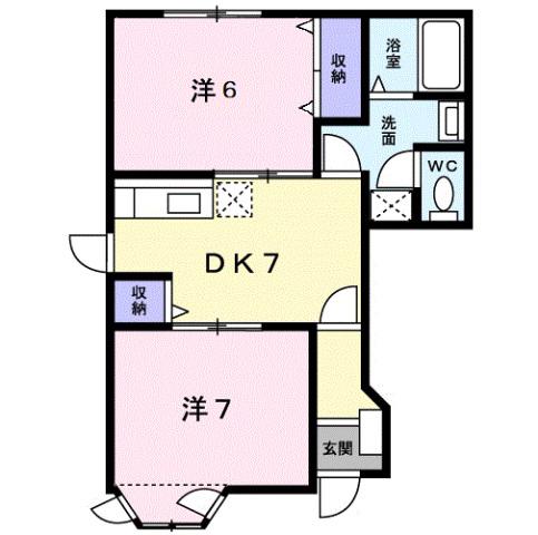 グリーンハイツB(2DK/1階)の間取り写真