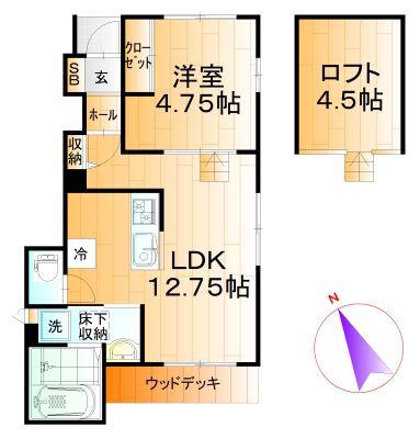 ベルリード飛鳥山(1LDK/1階)の間取り写真