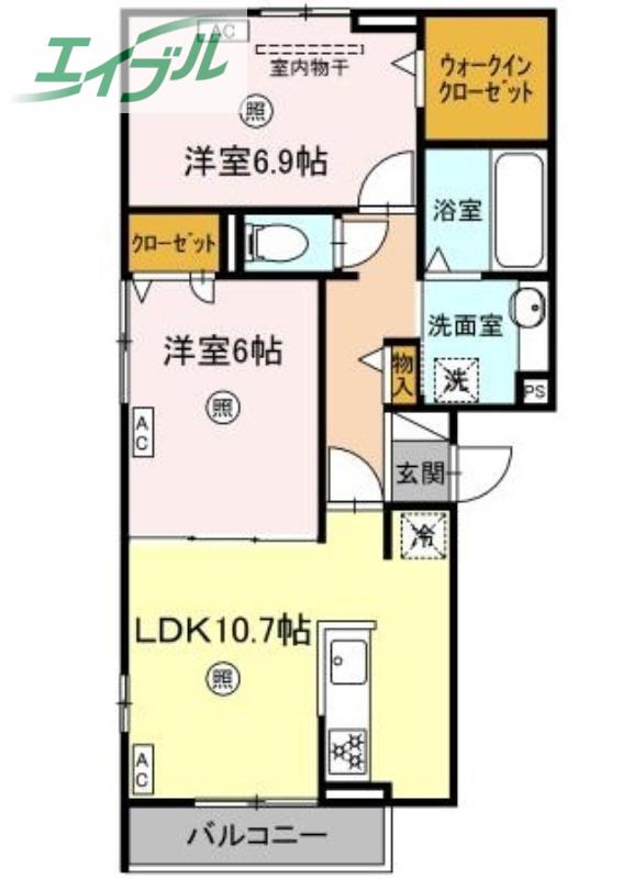 エマーブルMグラン I棟(2LDK/3階)の間取り写真