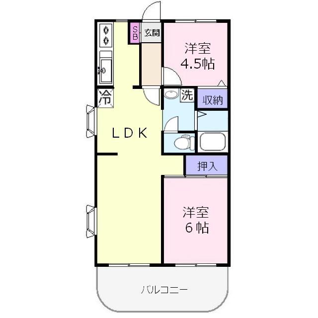 クレセント(2LDK/5階)の間取り写真