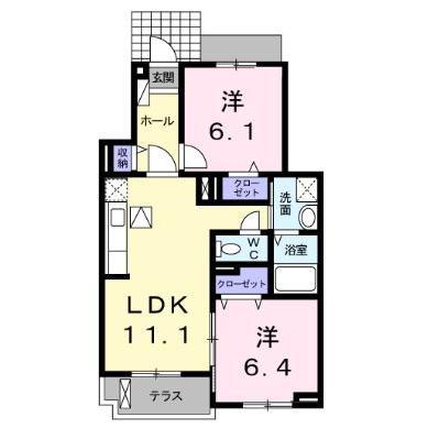 ラフレシール(2LDK/1階)の間取り写真