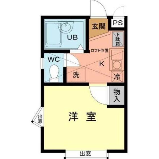 シャンベール南大沢(1K/1階)の間取り写真