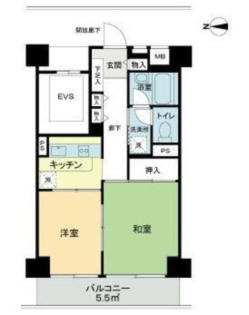 ベルエア新高円寺(2K/1階)の間取り写真