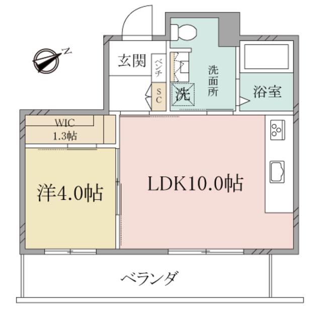 ヘーベルヴィレッジ目黒東が丘(1LDK/2階)の間取り写真