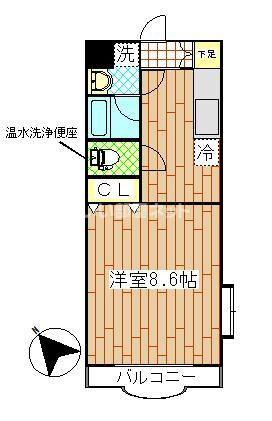 セレーノI(1K/2階)の間取り写真