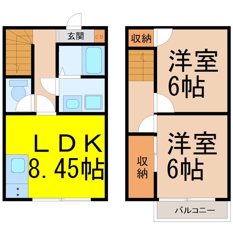 メゾネットスィスル(2LDK/1階)の間取り写真